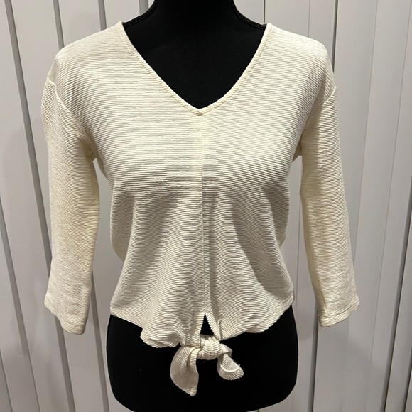 Madewell Texture & Thread Top Off White 3/4 Sleeve XXS - Picture 1 of 5
